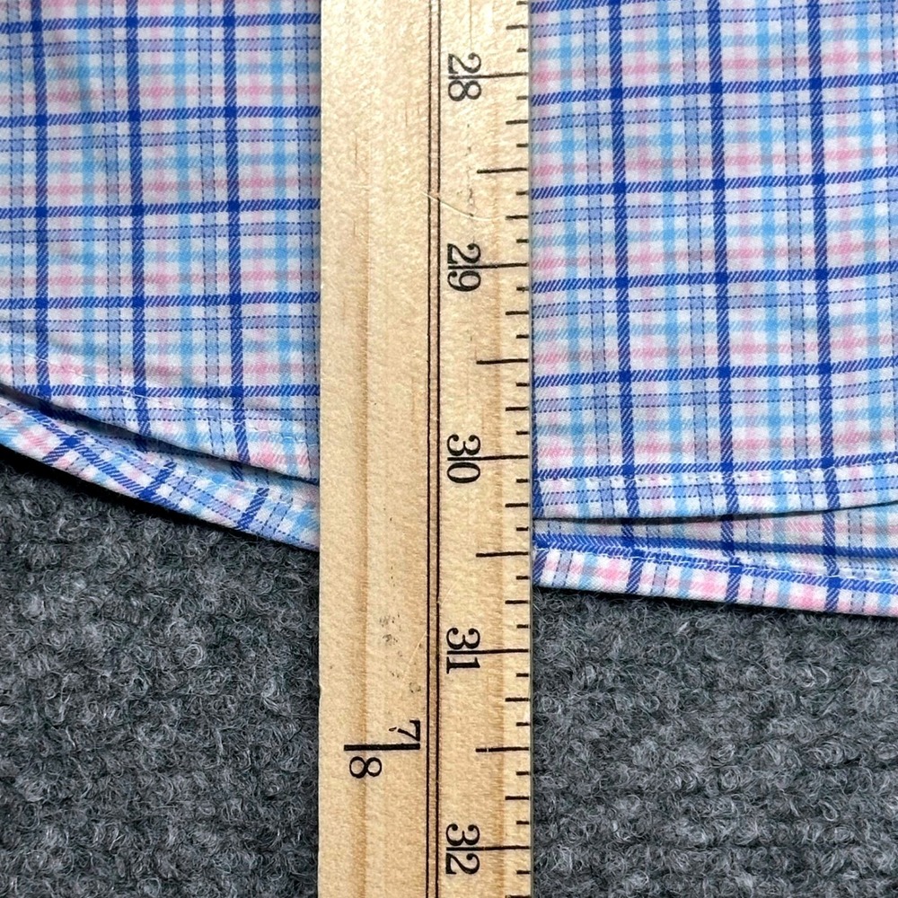 Peter Millar Plaid Button Down Shirt Large Blue Pink Long Sleeve Check - Picture 6 of 12